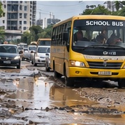 Damaged road and congestion
